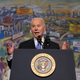 U.S. President Joe Biden addresses trades leaders at the North Americas Building Trades Unions (NABTU) Legislative Conference at the Washington Hilton Hotel in Washington, DC, on April 6, 2022